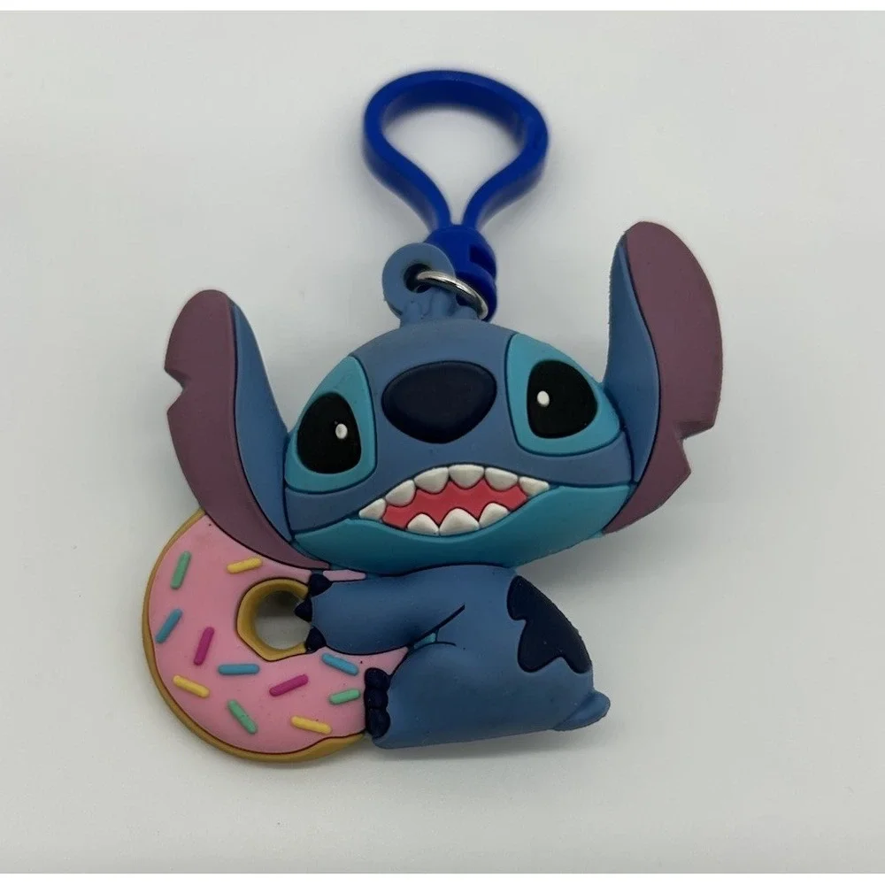 Monogram Disney Lilo and Stitch Series 4 Stitch Holding Donut‎ Bag Clip Keychain